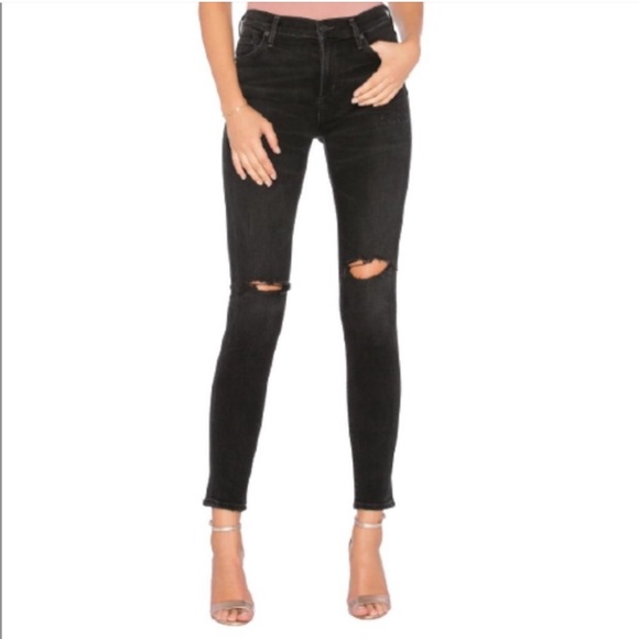 Citizens of Humanity COH Rocket High Waist Skinny Jeans in Distressed Darkness - Picture 1 of 10